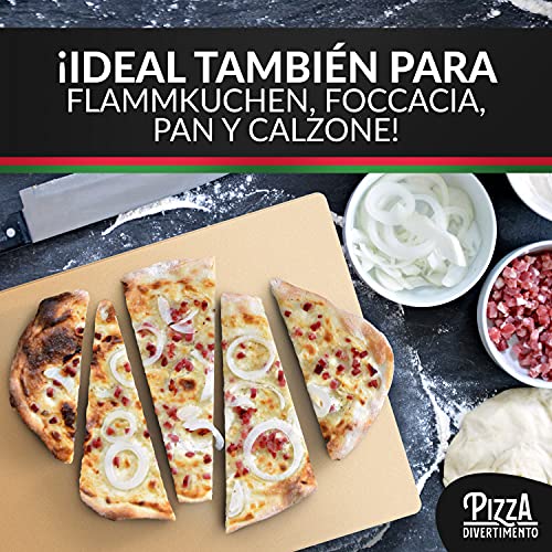 Pizza Divertimento Piedra pizza para horno y parrilla de gas - Pizza Stone de cordierita - Base crujiente y topping jugoso