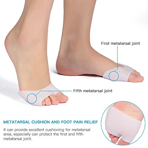 Plantillas metatarsales en gel Bola de almohadillas para los pies, almohadillas en los dedos del pie Mangas en forma de juanete