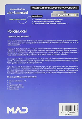 Policía local del Ayuntamiento de Sevilla. Temario volumen 1