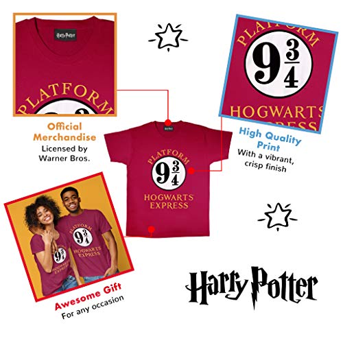 Popgear Harry Potter Hogwarts Express Women's Boyfriend Fit T-Shirt Burgundy Camiseta, S para Mujer