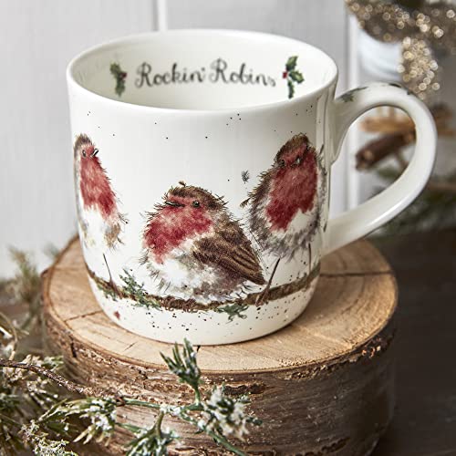 Portmeirion Wrendale Designs"Rockin Robins" - Taza de Navidad (0,3 L)
