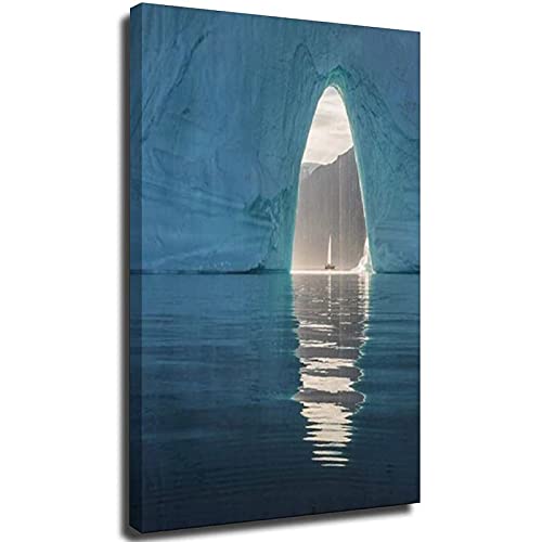 Póster de la Antártida de la pared del paisaje de la Antártida enorme Iceberg Adventure foto impresión para la decoración de la sala de estar marco-estilo1 32 x 48 pulgadas (80 x 120 cm)