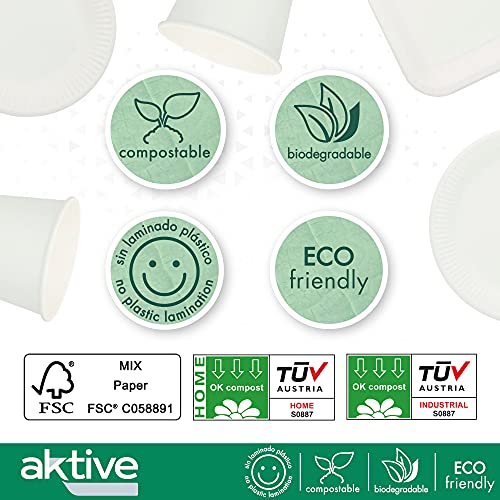 PROCOS - Vajilla desechable, compostable, biodegradable, 120 piezas, 20 comensales, Vajilla ecológica, platos servilletas y vasos desechables, libre BPA, origen vegetal (71346)