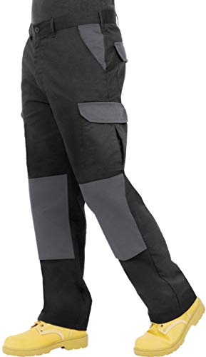 ProLuxe Endurance - Pantalones Tipo Cargo, de Combate, con Bolsillos para Rodillera y Costuras reforzadas, Negro/Gris 44T