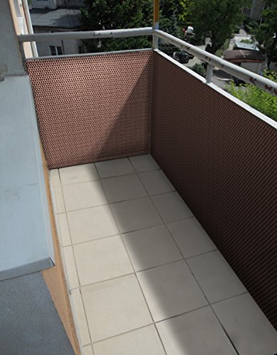 Protector de privacidad de ratán sintético para la terraza, balcón, marrón claro, anchura de 0,9 m (producto al metro)