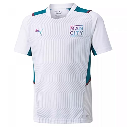 Puma Manchester City Temporada 2021/22, Equipación de Juego, Camiseta, Unisex-Child, White-Ocean Depths, 140