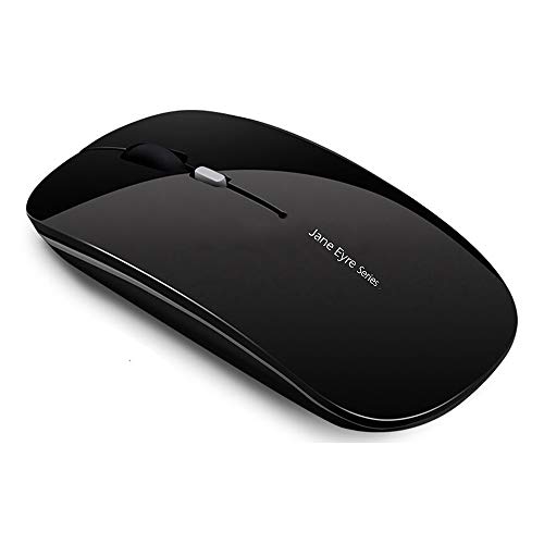 Q5 Ratón Inalámbrico Recargable, Mouse Wireless 2.4G Mute de Mouse Inalambrico, Ultra Delgado,1600 dpi Ajustable para Portatil/Computadora/Windows/Linux/Vista/PC/Mac (Negro)