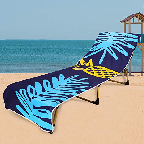 QCWN Toallas de playa para tumbona, cubierta para silla de piscina, cubierta para silla de playa, para exteriores, jardín, tumbona, cubierta con bolsillo lateral, 212 x 74 cm