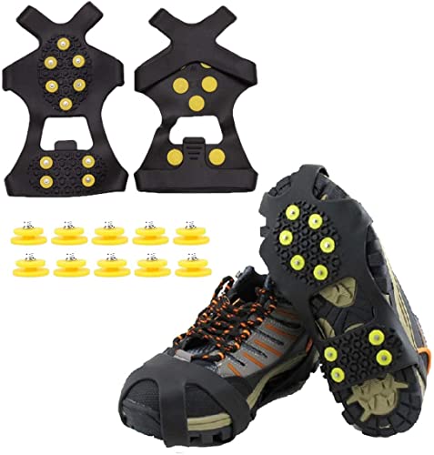 QeeHeng Crampones de goma antideslizantes , cubrezapatos de goma antideslizante Adecuado para hielo y nieve, crampones fáciles de estirar y antideslizantes, tamaño: XL