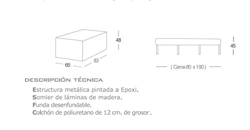 Quality Mobles - Cama Plegable Individual de 80x190 cm Funda Color Natural
