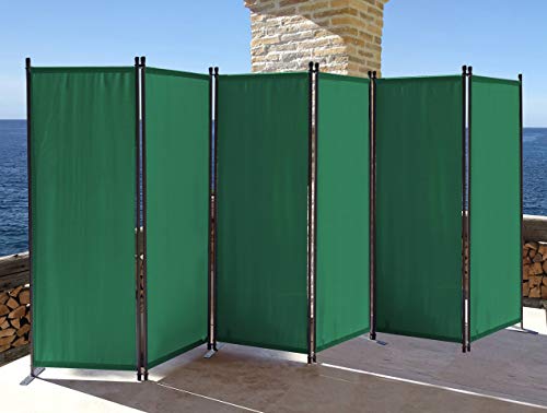 QUICK STAR Paravent 340 x 165 cm Tejido Divisor de habitación Jardín 6-Partición Pared de separación Plegable Balcón Pantalla de privacidad Verde