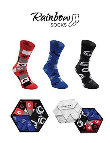 Rainbow Socks - Mujer Hombre Calcetines Mechanico Regalo - 3 Pares - Talla 36-40