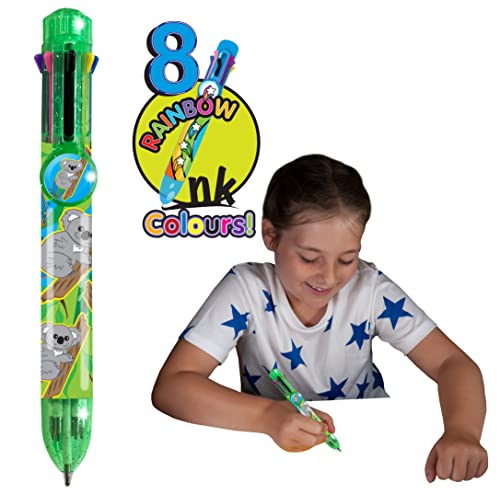 Rainbow Writer - Koala, bolis de colores de Deluxebase. Bolígrafo automático 8 en 1, bolis bonitos muy originales para niños e ideal como material de oficinas o colegios