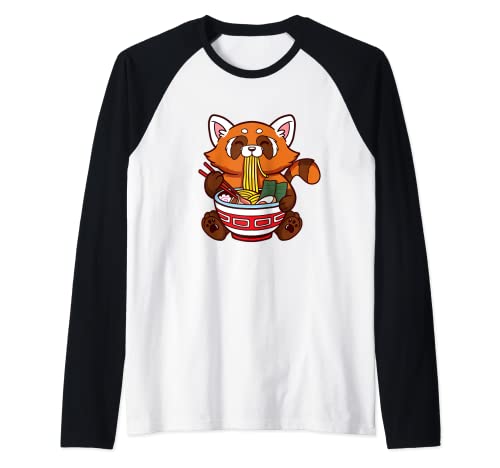 Ramen Rojo Menor Panda Shirt Anime Comida Japonesa Niños Camiseta Manga Raglan