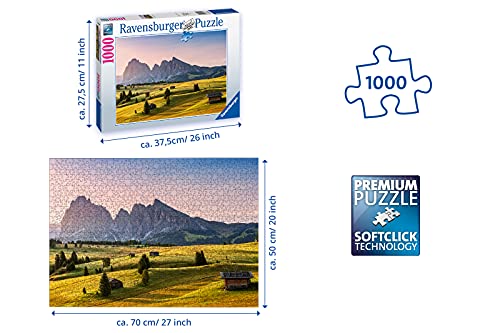 Ravensburger Puzzle 1000 Piezas, Montañas Italianas, Colección Fotos y Paisajes, Puzzle para Adultos, Rompecabezas Ravensburger [Exclusivo en Amazon]