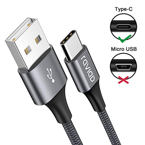 RAVIAD Cable USB Tipo C, [4Pack 0.5M 1M 2M 3M] Cargador Tipo C Nylon Carga Rápida y Sincronización Cable USB C para Galaxy A02s/A03s/S10/S9/M12, Huawei, Redmi 9A/10, Realme 8, OnePlus 8T, Poco X3 Pro