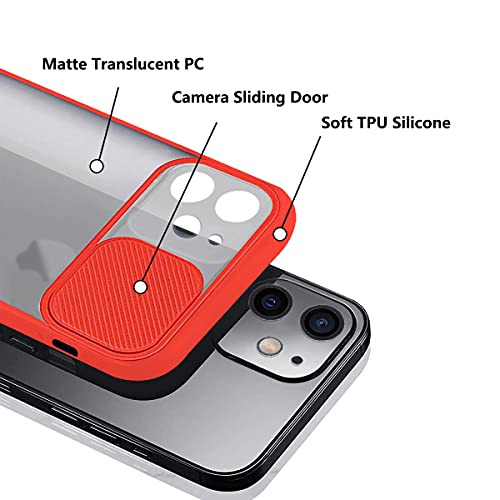 Rdyi6ba8 Funda Compatible con iPhone 12 Mini, Carcasa Trasera Mate PC y Silicona TPU Bordes Resistente a Impactos [Protección de la cámara] Caso para iPhone 12 Mini, Rojo