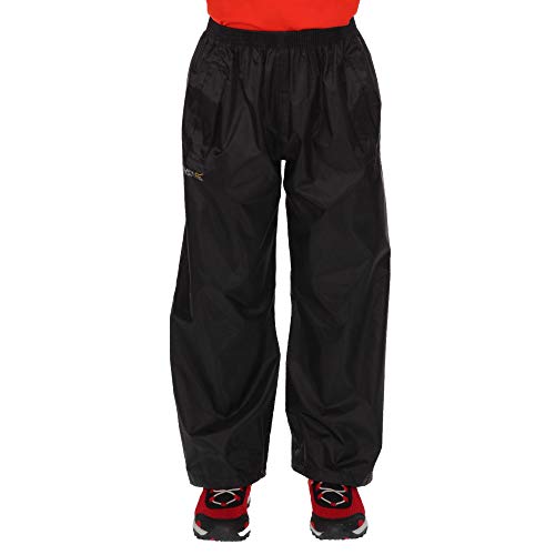Regatta Pantalones Stormbreak Impermeables con Costuras Selladas Overtrousers, Unisex niños, Black, 14 yr