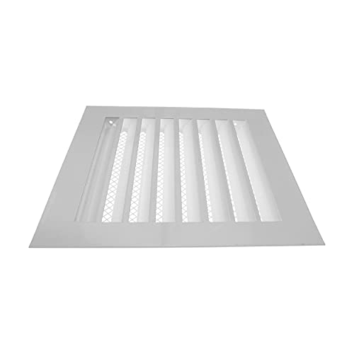 Rejilla de ventilación industrial, color blanco, 200 x 200 mm, con rejilla antiinsectos, HLK, calefacción, refrigeración y ventilación. Cubierta para ventilación interior y exterior.