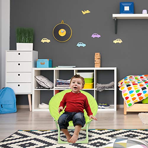 Relaxdays Silla Infantil Plegable para Interior y Exterior, diseño de Monstruos, 48,5 x 51 x 48 cm, Color Amarillo, Hierro, Moonchair Kinder