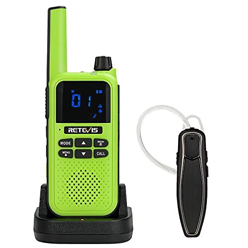 Retevis RA619 Bluetooth Walkie Talkie, con Bateria Recargable Licencia Libre Auriculares Bluetooth, Copia Inalámbrica 16ch Walkie Talkie para Senderismo Ciclismo de Montaña (Verde, 1 Pieza)