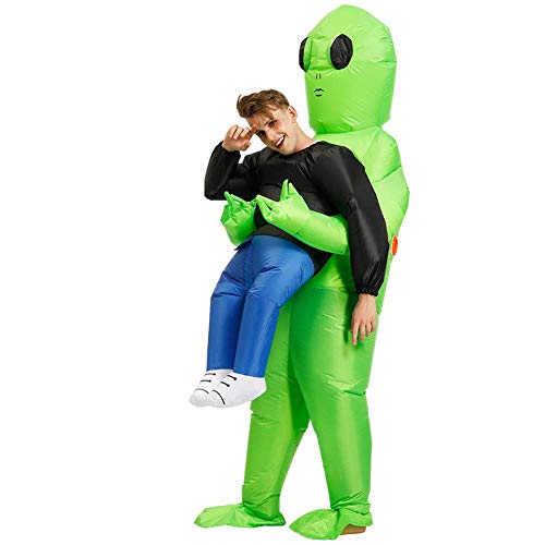 Reuvv Verde Alien de Transporte Humano Disfraz Inflable Divertido Inflable Traje Cosplay Disfraz Cosplay Disfraz Adulto - Adulto