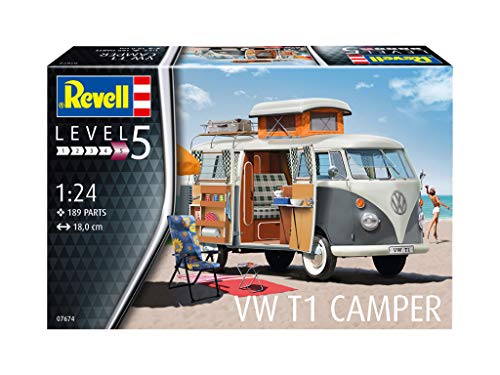 Revell RV07674 07674 VW T1 Camper Maqueta Escala 1:24, sin Pintar