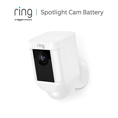Ring Spotlight Cam Battery | Cámara de seguridad HD con foco LED, alarma, comunicación bidireccional, funciona con batería | Incluye una prueba de 30 días gratis del plan Ring Protect