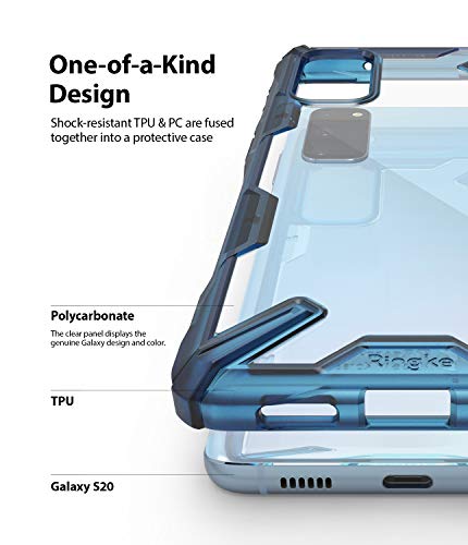Ringke Fusion-X Diseñado para Funda Samsung Galaxy S20, Transparente al Dorso Carcasa Galaxy S20 Protección Resistente Impactos TPU + PC Funda para Galaxy S20 (2020) - Space Blue