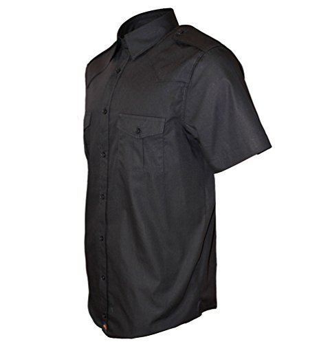 ROCK-IT Apparel® Camisa de Hombre de Manga Corta Camisa de los Estados Unidos con Aspecto Militar Camisa Worker de Tiempo Libre Fabricada en Europa Tallas S-5XL Negro X-Large