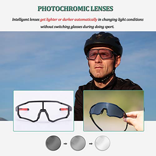 ROCKBROS Gafas Fotocromáticas de Bicicleta Protección UV400 Lente Inteligente para MTB Running Conducción Deportes al Aire Libre, Unisex