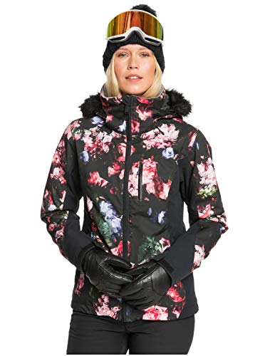 Roxy Jet Ski Premium-Chaqueta para Nieve para Mujer, True Black Blooming Party, M