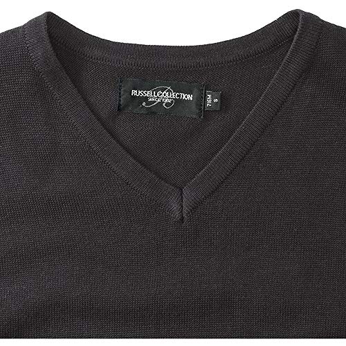 Russell Collection - Jersey / Sweater sin mangas cuello pico Modelo Knitted hombre caballero (Pequeña (S)/Azul marino)
