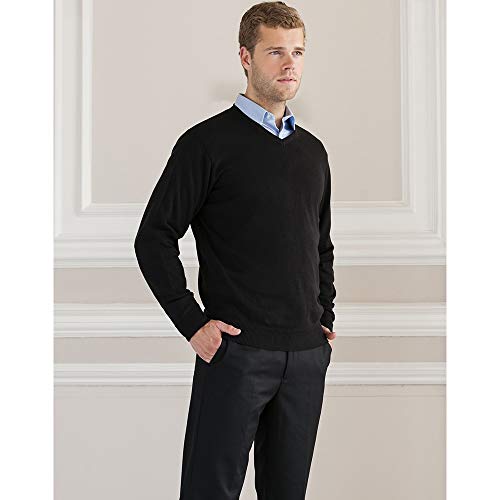 Russell Collection - Jersey/Sweater con Cuello de Pico Modelo Knitted Pullover Hombre Caballero (XS) (Vaquero Mezcla)