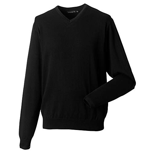Russell Collection - Jersey/Sweater con Cuello de Pico Modelo Knitted Pullover Hombre Caballero (XS) (Vaquero Mezcla)