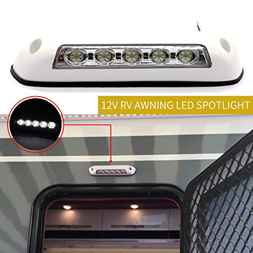 RV 12V cc 2.6W LED Toldo Luces Bar Lámpara Porche 6000K Blanco para Caravanas Barco Camiones Marinos Motor-Home RV Camping (Concha blanca)