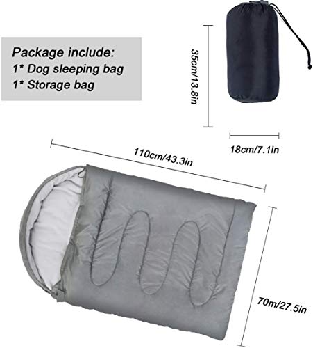 Saco de dormir para perros EASJOY, impermeable, cálida, portátil, Cama Perro Ortopédica con bolsa de almacenamiento, para interior y exterior, camping, senderismo, mochila (43.3''L x 27.6''W)