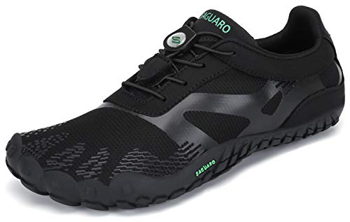 SAGUARO Hombre Mujer Zapatos Minimalistas Comodas Respirable Zapatillas de Trail Running Ligeras Calzado Barefoot Antideslizante para Gimnasio Fitness Senderismo Montaña, Negro 46 EU