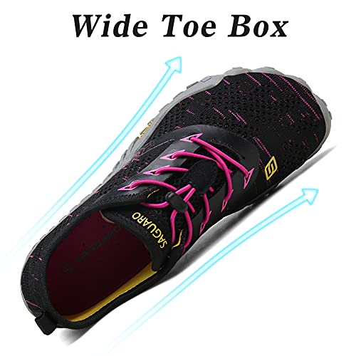 SAGUARO Mujer Barefoot Zapatillas de Trail Running Minimalistas Zapatillas de Deporte Fitness Gimnasio Caminar Zapatos Descalzos para Correr en Montaña Asfalto Escarpines de Agua, Rosa Magenta, 39 EU