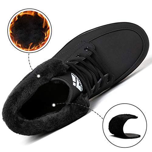 SAGUARO Mujer Botas de Nieve Comodos Botas Frías Invierno Impermeables Zapatos con Plataforma Botines con Cordones Antideslizante, Negro 37