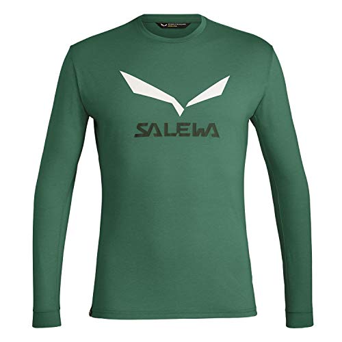 SALEWA Solid Logo Dry M L/S tee Camiseta, Hombre, Verde (Myrtle Melange), 54/2X