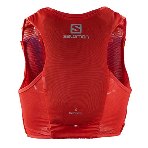 SALOMON ADV Hydra Vest 4 Chaleco de hidratación 4L, 2 Botellas SoftFlask 500 ml Incluidas, Unisex-Adult, Rojo, XS + Soft Flask Bidón Flexible 500ML Trail Running Senderismo