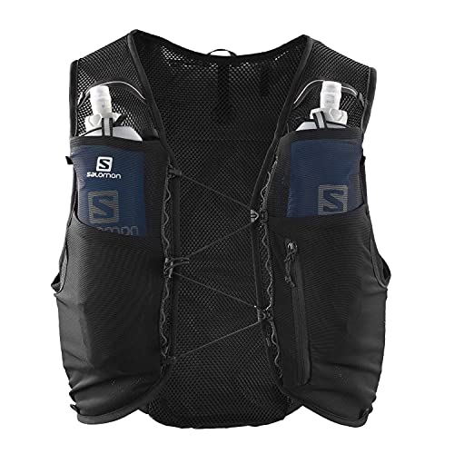 Salomon ADV Hydra Vest 8 Chaleco de hidratación 8L, 2 Botellas SoftFlask 500 ml Incluidas, Unisex Adulto, Negro (Black), XS