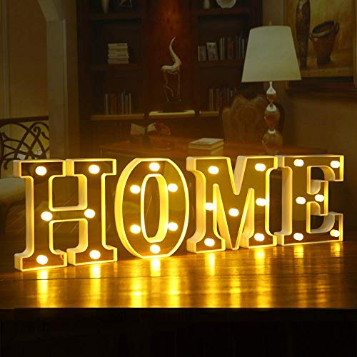Samapete Luces de letras LED Golden 26 Alphabet Marquee Letter Lights Sign for Wedding Birthday Party Christmas Home Bar Decoration (K)
