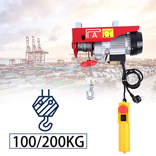 Samger 100/200KG Polipastos Electricos para Garaje Auto Tienda Talleres 220V Guinche Electrico Cable para Elevador Electrico