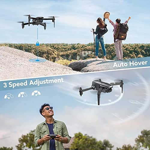 Sansisco D15 Drones con Camara 1080P, Plegable WiFi FPV RC Quadcopter para Principiantes, Modo sin Cabeza, Control Gravedad, Fotografía Gesto, Modo MV, Regalos y Juguetes para Niños