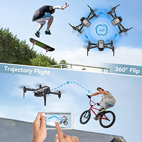 Sansisco D15 Drones con Camara 1080P, Plegable WiFi FPV RC Quadcopter para Principiantes, Modo sin Cabeza, Control Gravedad, Fotografía Gesto, Modo MV, Regalos y Juguetes para Niños