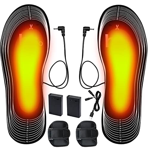SelfTek Plantillas calefactables con USB, con caja de pilas, plantilla térmica recortable, plantillas térmicas de doble propósito para zapatos, calentadores de invierno (tamaño: 35-46)