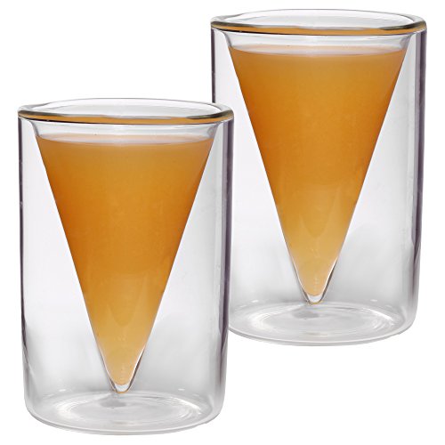 Set of 2 70 ml Double-Walled Espresso Shot Glasses in and Spitzglasdesign with floating effect, ideal for Espresso, spirits, liqueurs and Spikey Feelino of Grappa