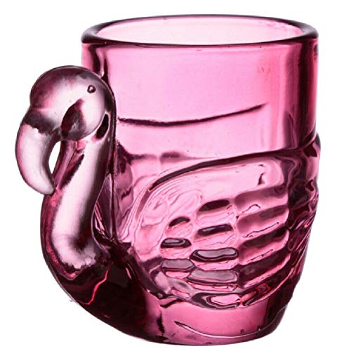 Set of 2 Glass Flamingo Pink Shot Glasses (90ml)